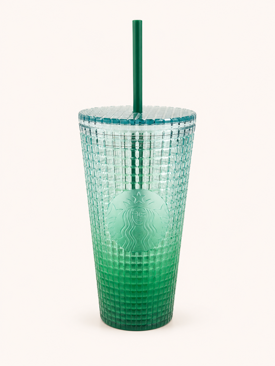 Starbucks Becher Cold Cup Tumbler mit Trinkhalm Man-Made Grid Green 16oz / 473ML