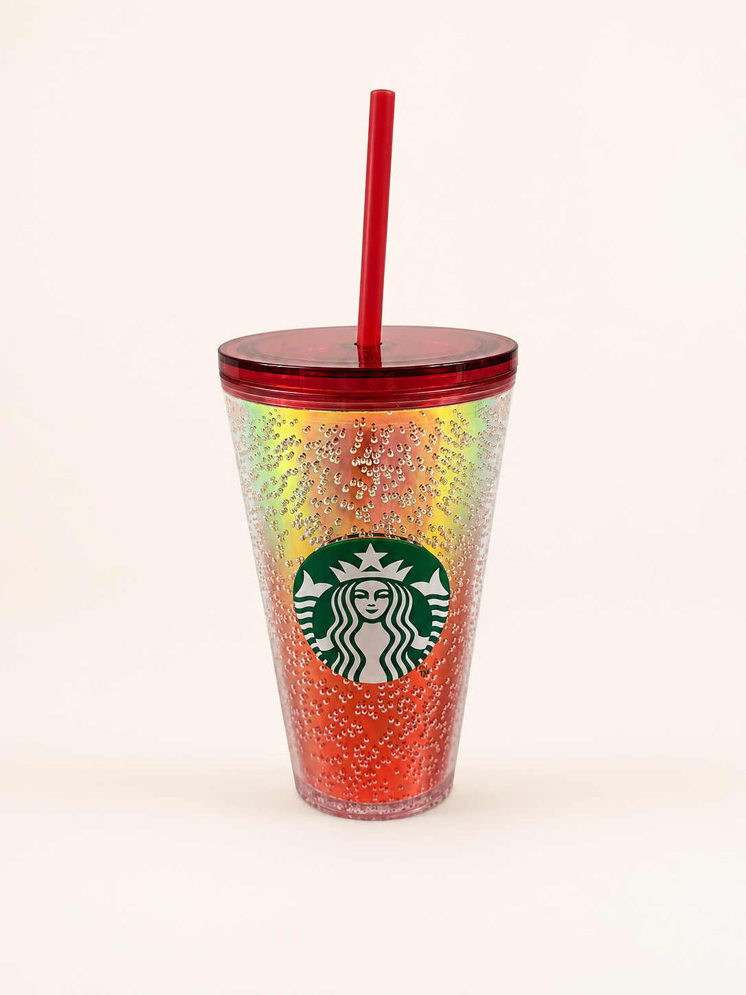 Starbucks Becher Cold Cup Tumbler mit Trinkhalm Red Bubbles 16oz / 473ML