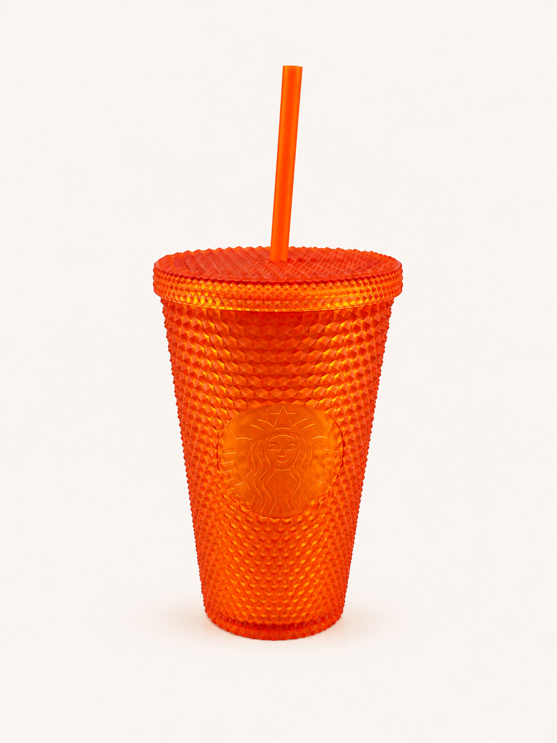 Starbucks Becher Cold Cup Tumbler mit Trinkhalm Man-Made Grid Orange 16oz/ 473ML
